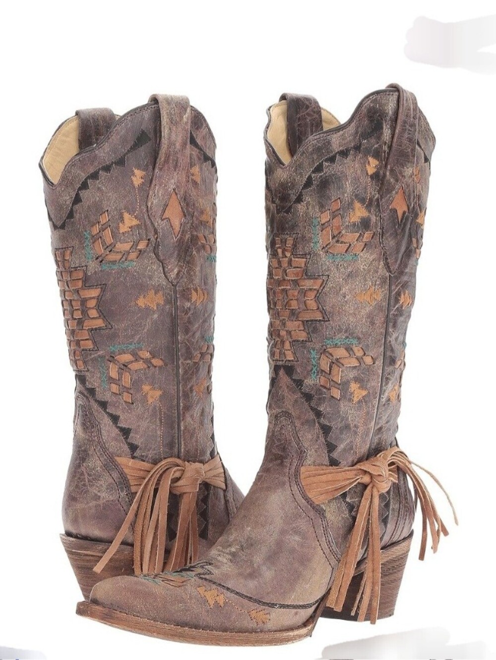 Corral Cango Tobacco Laser Woven Western Boots Size 9.5